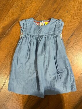 Mini Boden Light Blue Girls' Summer Dress with Floral Trim size 2/3